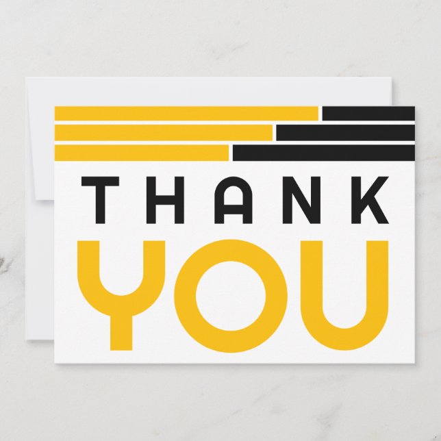 Black & Gold Bars Grad Party Thank You Card (Front)