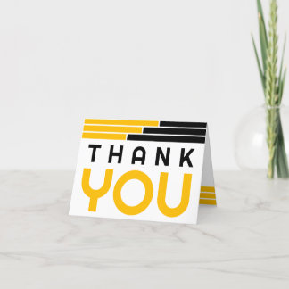 Black & Gold Bars Graduation Thank You Card