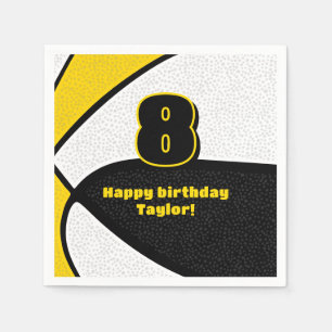 black gold basketball girls boys sports party napkin