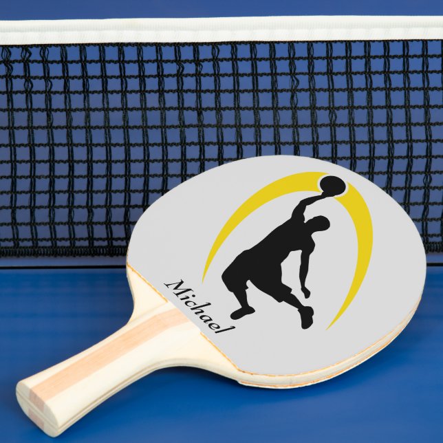 Black Gold Basketball Player Personalised Ping Pong Paddle (Insitu)