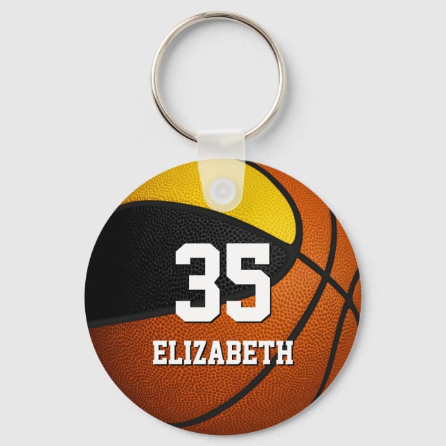 black gold basketball team spirit gifts key ring (Front)