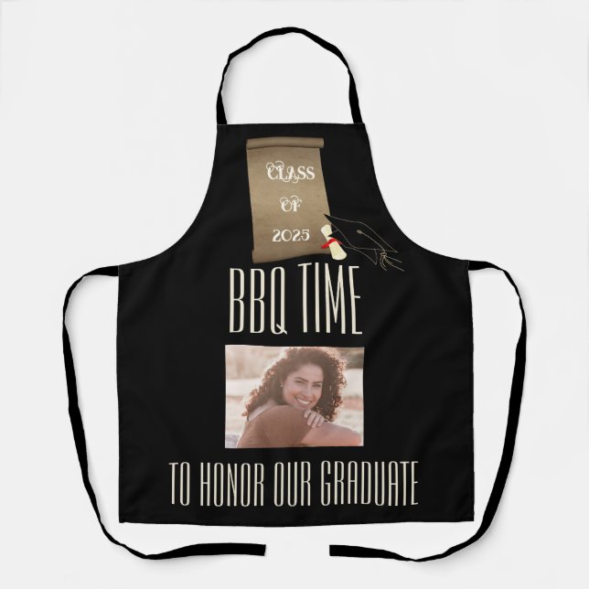 Black Gold BBQ Honouring Graduate Photo Apron (Front)
