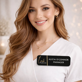 Black & Gold Beauty Name Tag | Luxury Badge 