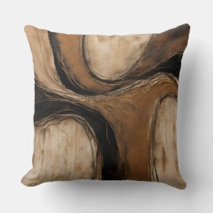 Black Gold Beige Abstract Floral Cushion