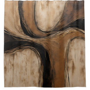 Black Gold Beige Abstract Floral Shower Curtain