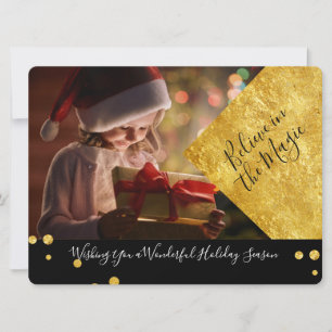 Black & Gold Believe in the Magic Christmas Photo