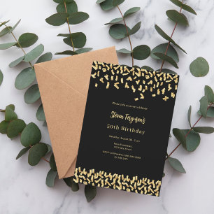 Black gold birthday invitation