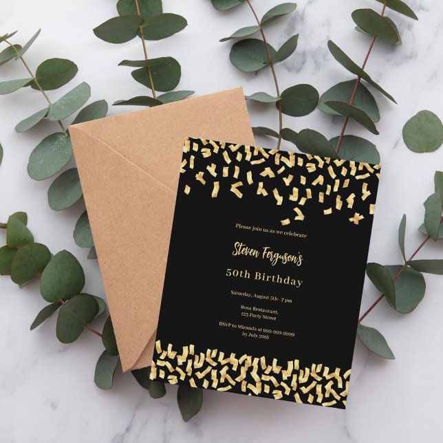 Black gold birthday invitation (Creator Uploaded)
