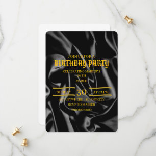 Black & Gold Birthday Invitation, 30th Birthday Ev Save The Date