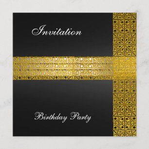 Black Gold Birthday Party Invitation
