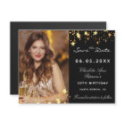 Black gold birthday party save the date magnet