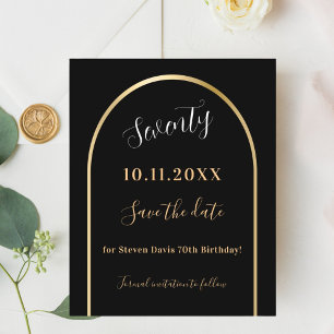 Black gold birthday save the date card