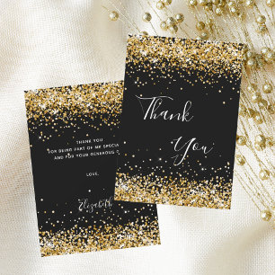 Black gold birthday thank you card