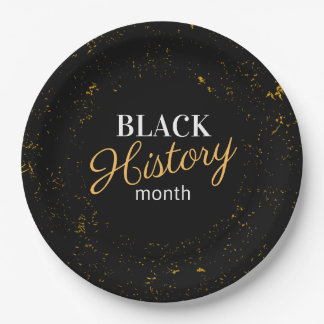 Black & Gold Black History Month Paper Plate