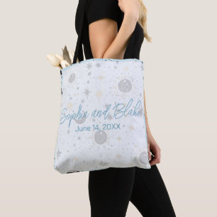 Black Gold Blue Celestial Wedding Tote Bag