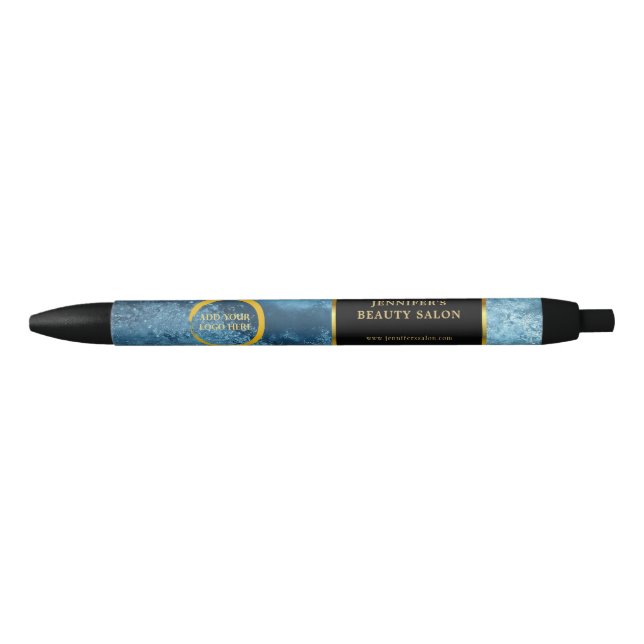 Black gold blue ice professional promotional logo black ink pen (Front)