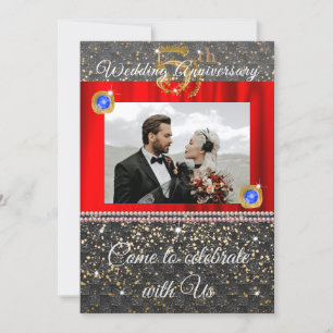 Black Gold & Blue Sapphire 5th Wedding Anniversary Invitation