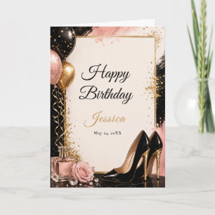 Black Gold Blush Glam Birthday Card