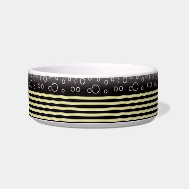 Black Gold  Bobles & Stripes Medium Pet Bowl (Right)
