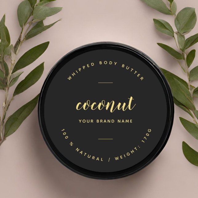 Black gold body butter packaging label (Creator Uploaded)