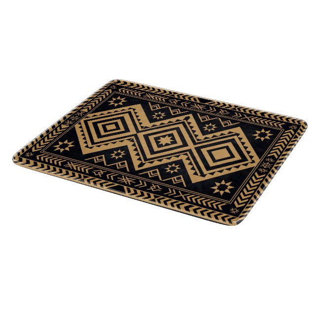 Black Gold Boho Abstract Surface Pattern Cutting Board (Corner)