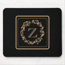 Black Gold Border Design Monogram Letter