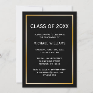 Black Gold Border Graduation Announcement