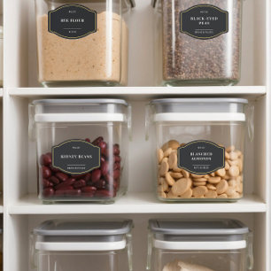 Black Gold Border Pantry Organisation Badge Labels