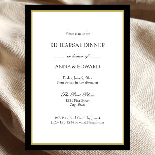 Black Gold Border Rehearsal Dinner Invitation
