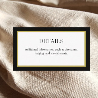 Black Gold Border Wedding Details Enclosure Card