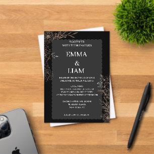 Black Gold Botanical Floral Acrylic Wedding  Invitations
