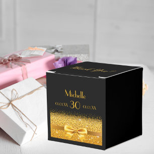 Black gold bow thank you birthday party favour box