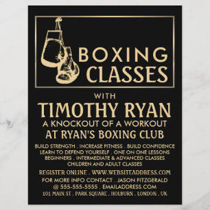 Black & Gold Boxing Gloves, Boxing Class Advert Flyer