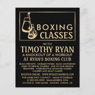 Black & Gold Boxing Gloves, Boxing Class Advert Flyer