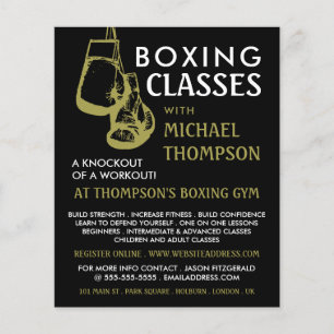 Black & Gold Boxing Gloves, Boxing Class Advert Flyer