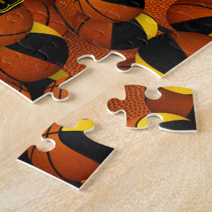 black gold boys girls basketball team colours jigsaw puzzle