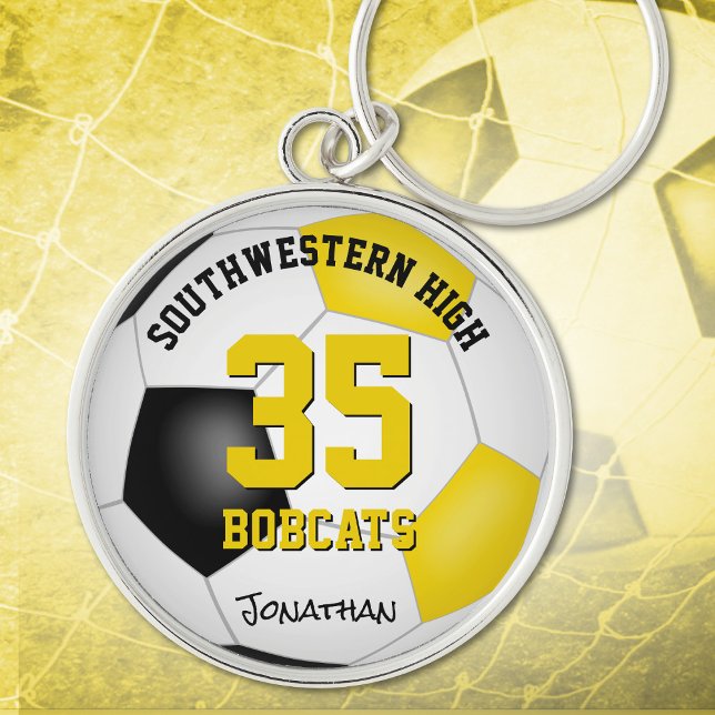 black gold boys girls name jersey number soccer key ring (Creator Uploaded)