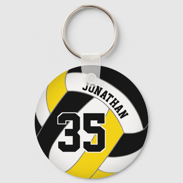 black gold boys jersey number volleyball key ring (Front)