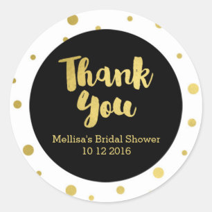 Black Gold Bridal Shower Thank You Favour Sticker