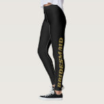 Black Gold Bridesmaid Bold Custom Wedding Party Leggings<br><div class="desc">These black leggings feature the word “BRIDESMAID” in bold gold lettering down the leg—perfect for getting ready on the big day or celebrating during the bachelorette weekend. Great for bridal party photos,  gifts,  or lounging in style,  these leggings make a fun and comfy choice for bridesmaids of all ages.</div>