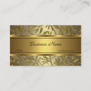 Black Gold Bronze Floral Elegant Business Card