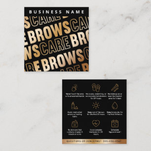 Black Gold Brows Aftercare PMU Brow Instructions Square Business Card