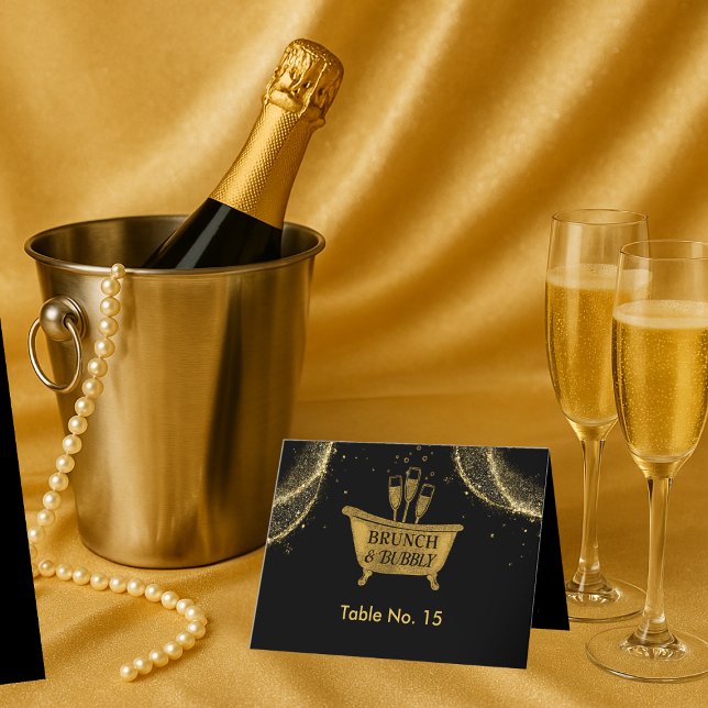 Black Gold Brunch & Bubbly Wedding table number (Creator Uploaded)