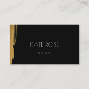 Black Gold Brushes Abstract Glam Contemporary Business Card