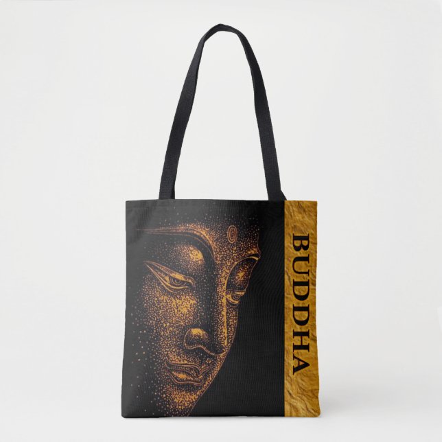 Black Gold Buddha Tote Bag (Front)