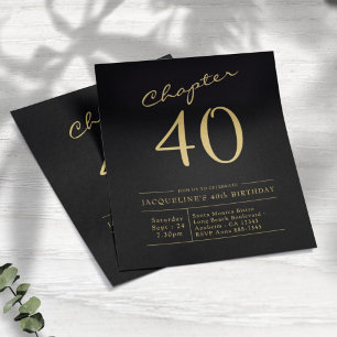 Black Gold Budget 40th Birthday Invitation Flyer