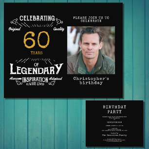 Black Gold Budget 60th Birthday Invitation Flyer
