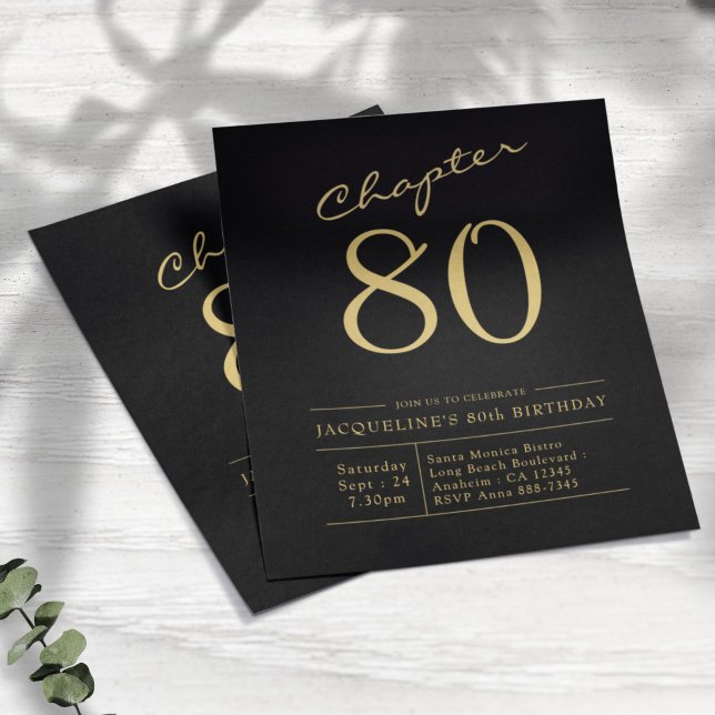 Black Gold Budget 80th Birthday Invitation Flyer (Creator Uploaded)