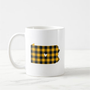 Black & Gold Buffalo Plaid Pennsylvania State Coffee Mug