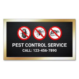 Black Gold Bugs Removal Pest Control Service Magnetic Business Card